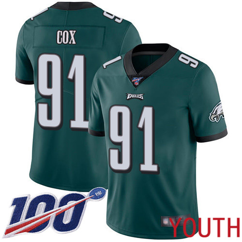 Youth Philadelphia Eagles 91 Fletcher Cox Midnight Green Team Color Vapor Untouchable NFL Jersey Limited Player 3